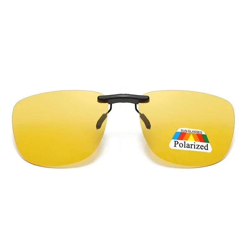 Square Clip on Sunglasses Women Polarized Black Lens UV400 Night Vision Driving Men Goggles Clips Anti Glare Vintage Glasses