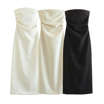ASDS 2024 off shoulder black white long dress women bodycon beige midi dress wom
