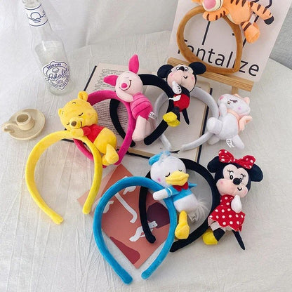 Disney Stitch Mickey Minnie Pelúcia Tiara Cocar Desenho Animado Anime Macio Moda Feminina Menina Acessório de Cabelo Princesa Presente
