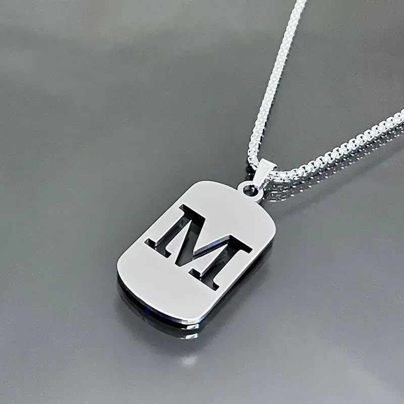 Colares de pingente de aço inoxidável com letra inicial A-Z da moda punk para homens e mulheres, atacado, joias, colar, joias góticas