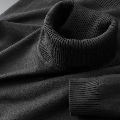 New Mens Knitted Sweaters Solid Color Turtleneck Breathable Pullovers Outdoor Warm Basic Streetwear Business Woolen Pullovers