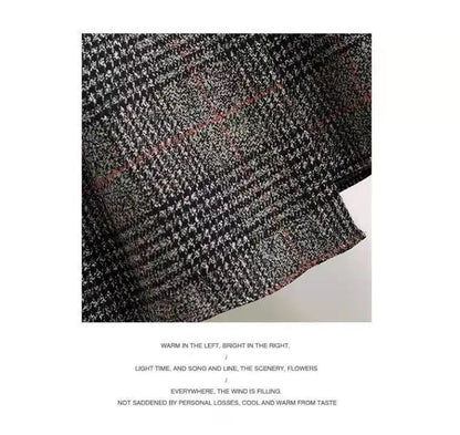 WoolenPlaid Irregular Large-Length Skirt New Spring-Autumn Vintage High-Waisted Slimming Medium-Length Women's Skirt