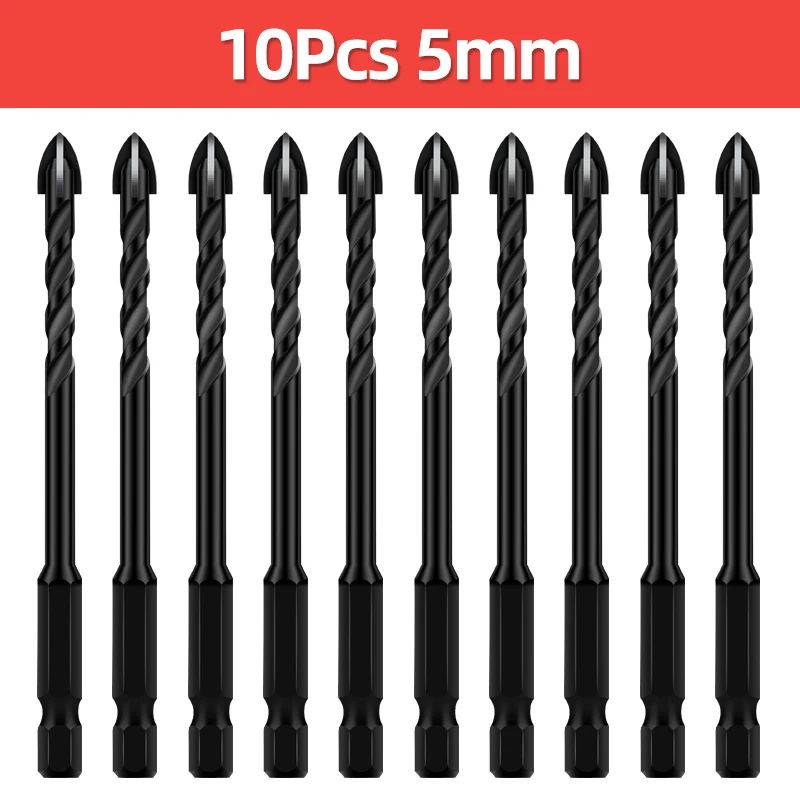 Cross Hex Tile Drill Bit For Glass Concrete Ceramic Tile Hole Opener Tunsten Carbide Hard Alloy Bits Set Tools 3 4 5 6 8 10 12mm