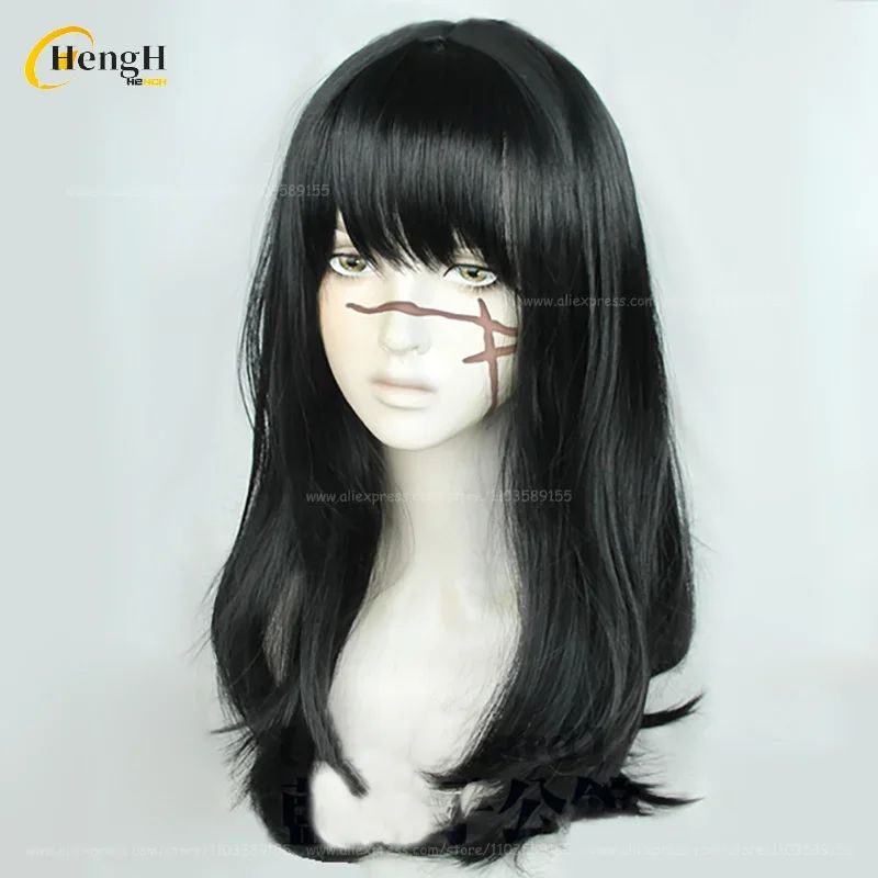 2 Estilos Mitaka Asa Peruca Sintética Anime Longa 65cm Preta Perucas Cosplay Com Adesivo Resistente Ao Calor Cabelo Festa Perucas Unissex + Touca de Peruca