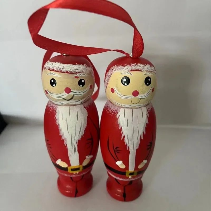 1pcs Funny Santa Claus Pendant, Christmas Ornaments, Funny Wooden Standing Santa Claus, Unique Christmas Craft Decorations