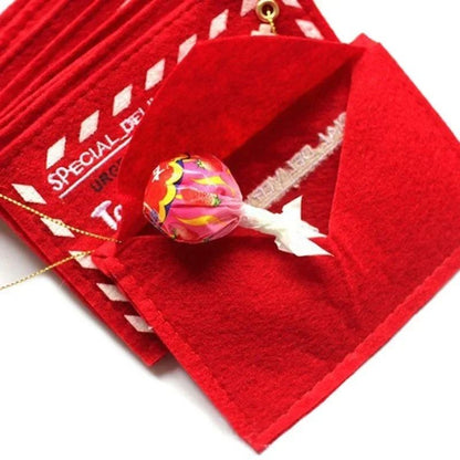 Santa Claus Envelope Red Felt Non-Woven Letter Embroidered Envelopes for Christmas Tree Hanging Card Candy Gifts Bags Home Decor