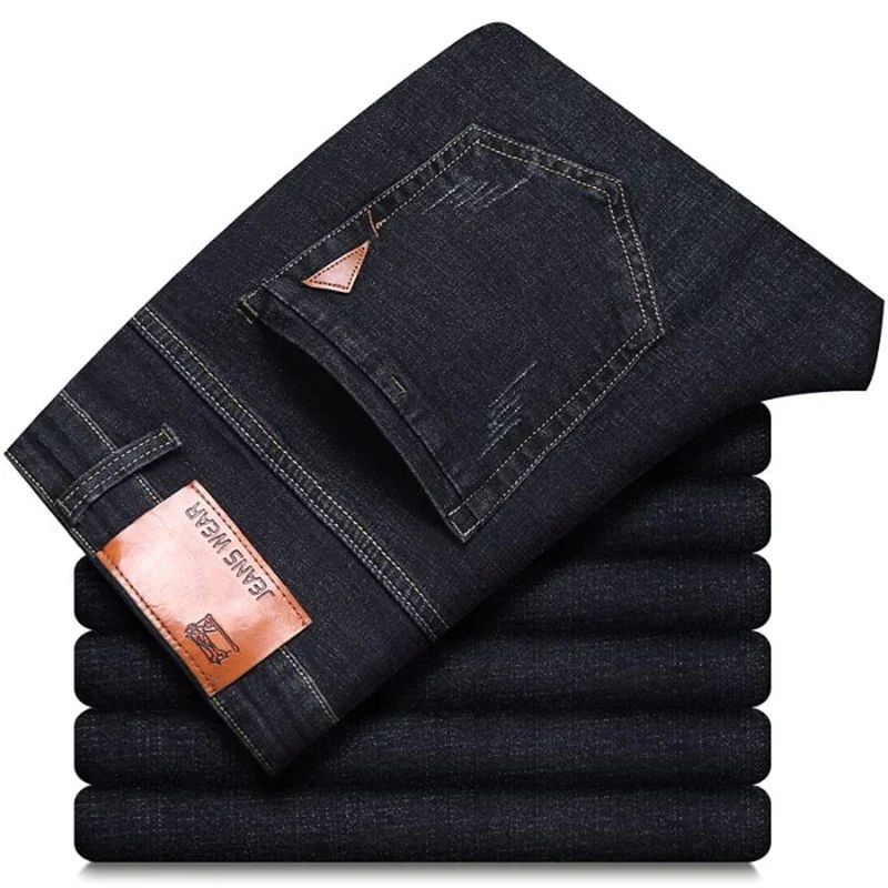 Calça Jeans Masculina de Marca de Luxo Stretch Reta Casual Slim Fit Jeans Masculino Design Clássico de Negócios Calça Tamanho Grande