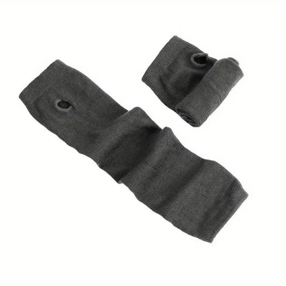 Y2K Gothic Lolita Gloves Arm Cover Harajuku Arm Warmers Black Grey Striped Fingerless Punk Long Wristband Metallic Unisex Gloves