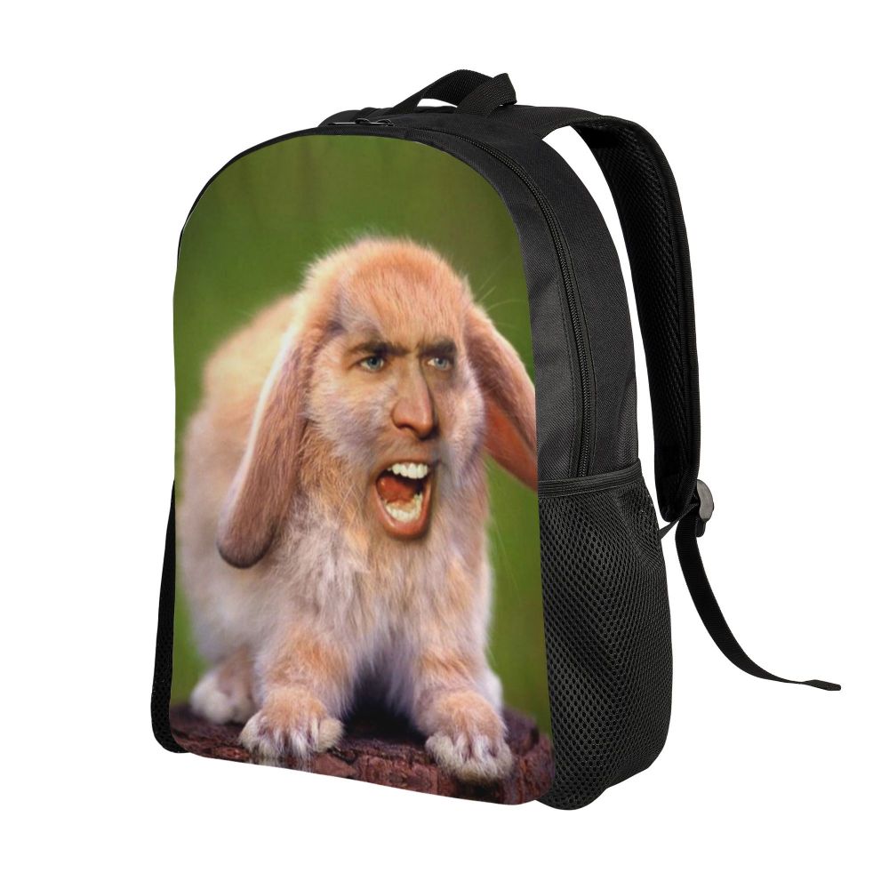Custom Nicolas Cage Meme Laptop Backpack Women Men Basic Bookbag for College School Student Funny Bags