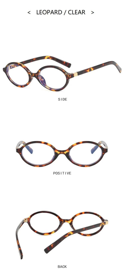 Sexy Small Oval Leopard Sunglasses Women Lovely Ins No Makeup Plain Glasses Frame Eyewear Cute Decorative Computer Glasses Men