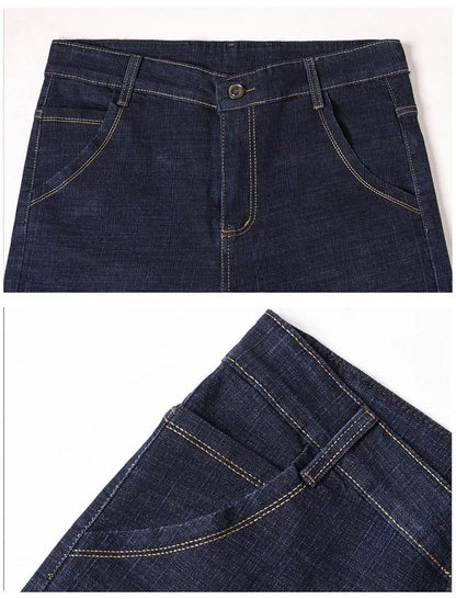 Calça Jeans Masculina de Marca de Luxo Stretch Reta Casual Slim Fit Jeans Masculino Design Clássico de Negócios Calça Tamanho Grande