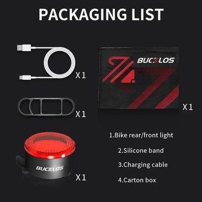 BUCKLOS Bike Light COB Front Rear Bicycle Lights LED Rechargeable Mountain Road Bicycle Lamp MTB Tail Light Cycling Flashlight