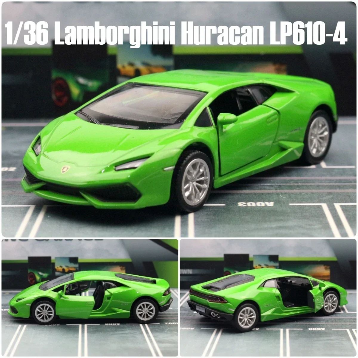 1:36 Lamborghini Huracan LP610-4 Super Sport Toy Car RMZ City Diecast Metal Miniature Model Pull Back Collection Gift For Boy