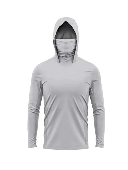 Camisas de Pesca com Capuz e Proteção Facial Masculinas Roupa de Pesca de Manga Longa Respirável
