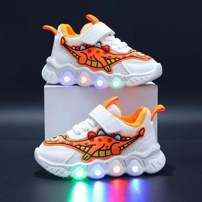 LED Children Cute Cartoon Boys Casual Sneaker for Children Shoes Girl Mesh Breathable Lighting Shoes Baby Illuminated Shoe