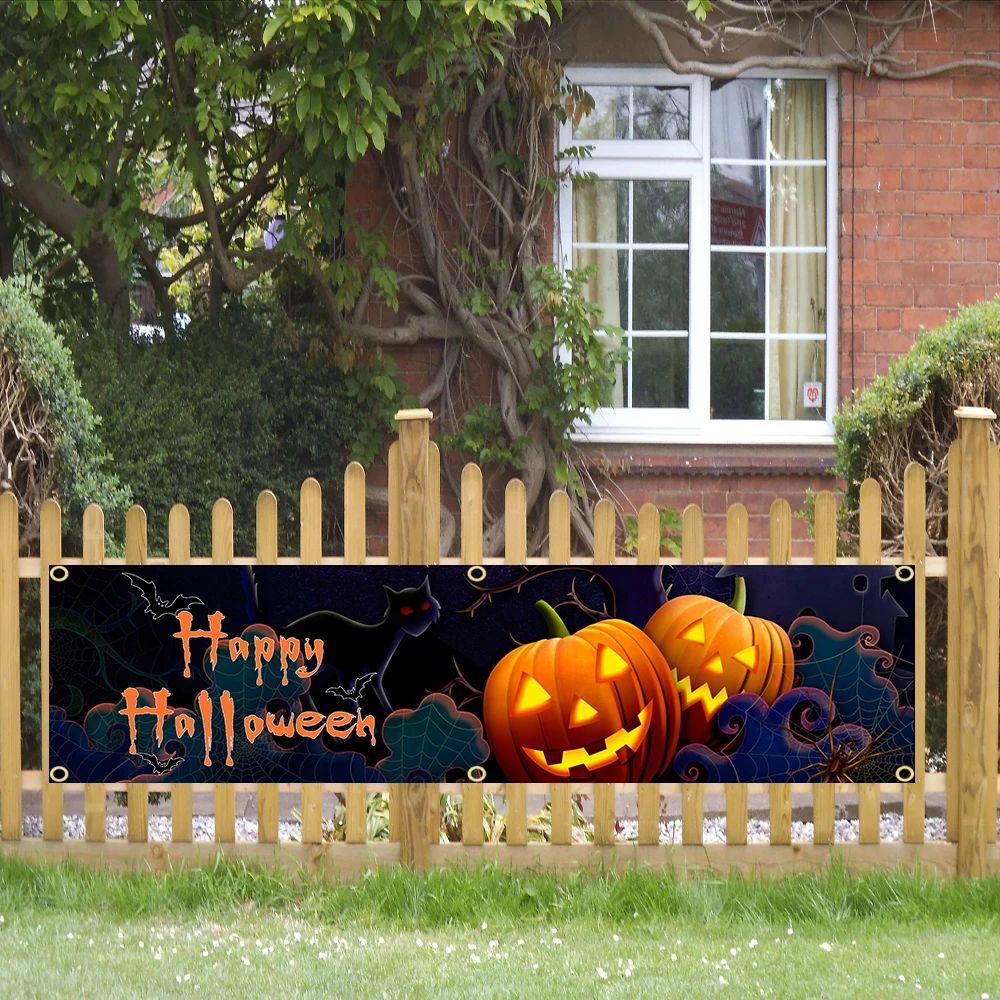 60X240cm Halloween Banner Flag Polyester Printed Garage or Outdoor Decoration Tapestry