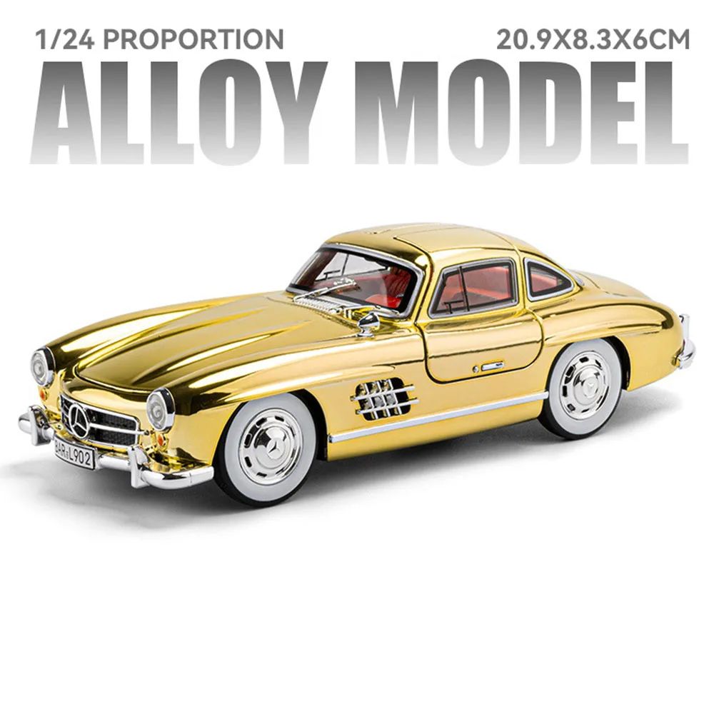 1:24 Visão GT 300SL Carro Esportivo Modelo Liga Fundida Brinquedos Som Luz Puxar para Trás Portas Abertas Veículos Miniatura Presentes para Crianças