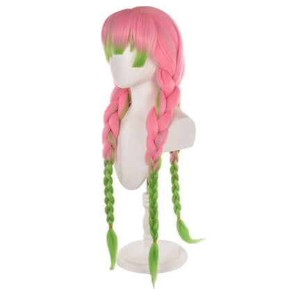 Demon Slayer Kanroji Mitsuri Cosplay Wig Green Mix Pink Long Anime Costume Wigs Kanroji Mitsuri Wigs with  Synthetic Wig