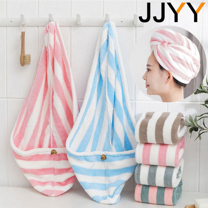 JJYY Towel Bathroom Absorbent Women Adult Quick-Drying Bath Thicker Shower Long Curly Hair Cap Dry Head Hair Towel Microfiber