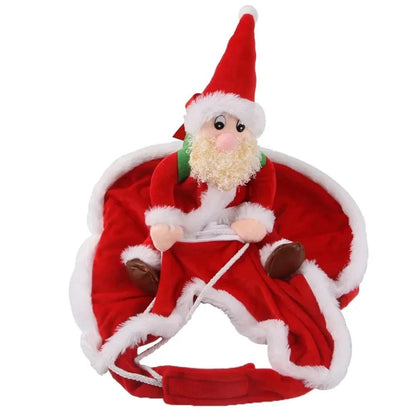 Fantasia de Natal Engraçada de Cachorro Papai Noel Montando em Cachorro de Estimação Gato Roupa de Feriado Roupas de Fantasia para o Halloween Natal