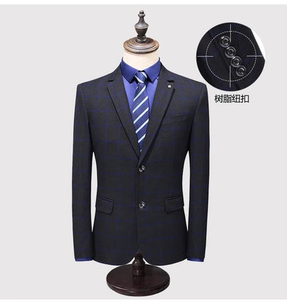 Suit (blazer+vest+pants) Man Fashion Business British Grid Trend Style Casual Hosting Slim Wedding Work Conjunto Hombre
