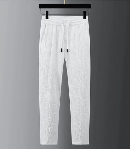 Men Suit Drawstring Pants Blazers Men's Sets Tracksuit Spring Autumn Pleated Suits Thin Casual Outfits Black White Single Button