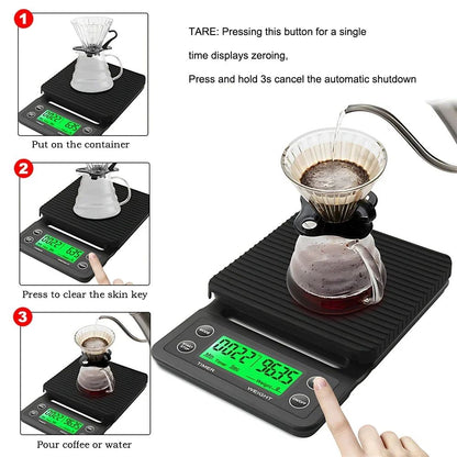 1 peça 3kg 5kg Balança de Café Gotejamento com Timer Balança de Cozinha Digital Eletrônica Portátil Balanças Eletrônicas de Alta Precisão LCD