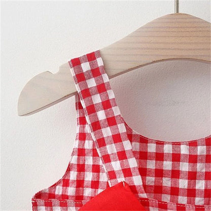 2Pcs/Set Baby Girl Plaid Sweet Bow Summer Birthday Party Dress Toddler Kids Outfits 0 To 3 Years Children Clothes Suit + Hat