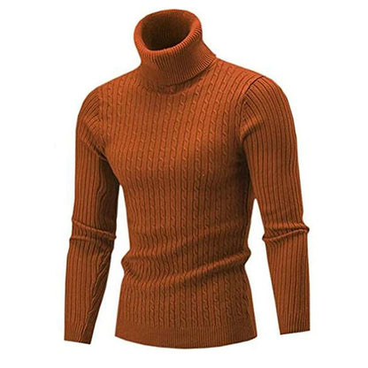 2025 Men's Warm Sweater Long Sleeve Turtleneck Sweater Retro Knitted  Pullover Sweaters