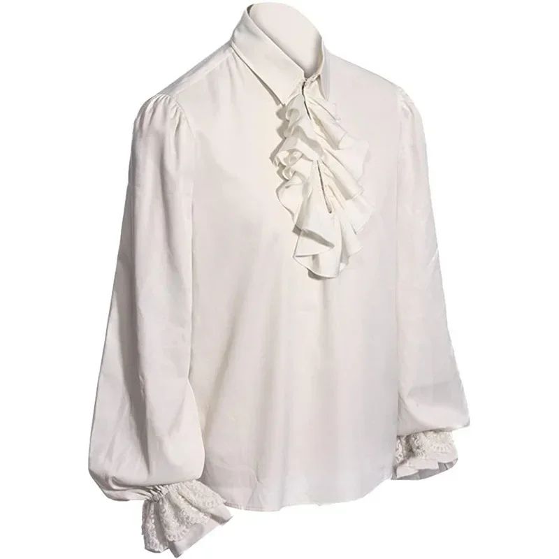 Vampire Renaissance Victorian Shirts for Men and Women  White Steampunk Ruffle Medieval Halloween Costume