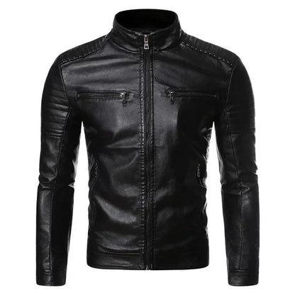 Zipper Korean Fashion Leather Sheepskin Trend Casual Fit Slim Baseball Clothes Men Leather Jacket Autumn New Men Leather Coat