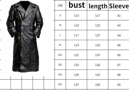 MEN'S GERMAN CLASSIC WW2 MILITARY UNIFORM OFFICER BLACK REAL LEATHER TRENCH COAT