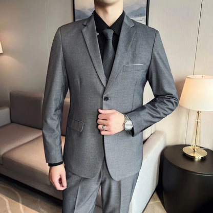 LIBIELIY High Quality Fashion Business Casual (suit + Vest + Trousers) British Style European And American Wedding Dress Three-p