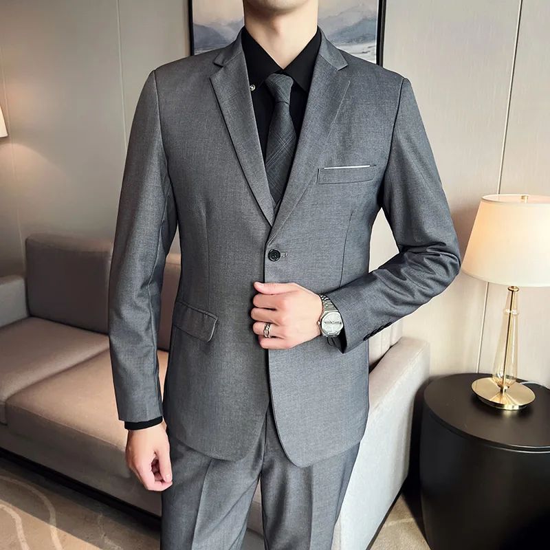 LIBIELIY High Quality Fashion Business Casual (suit + Vest + Trousers) British Style European And American Wedding Dress Three-p