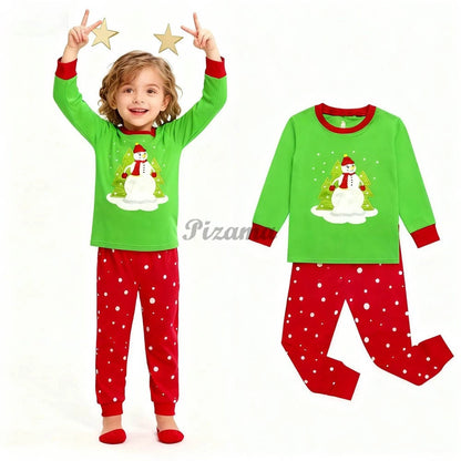 100 Cotton Girls Christmas Pajamas Sets Kids Pyjamas Penguin Snowman Pijama Xmas Homewear Baby Sleepwear Children Nightwear Pjs