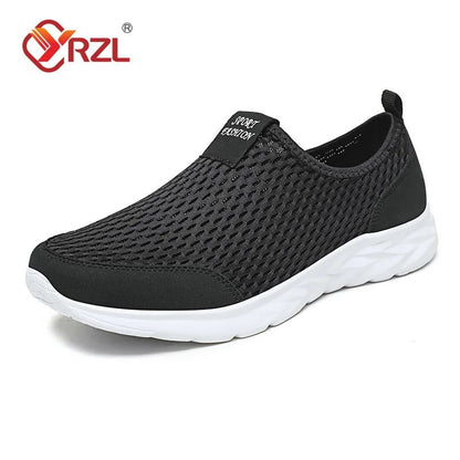 Tênis Masculino YRZL Respirável em Mesh, Casual, Antiderrapante para Uso Externo, Tamanho Grande, Loafer Leve para Caminhada, Calçado Masculino de Tênis