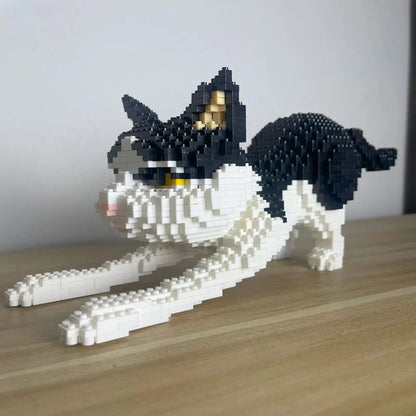 Knew Built Quatro estilos de micropartículas expressivas de blocos de montar de mini-gatos, modelos de laranja e vaca, os favoritos dos entusiastas de animais de estimação