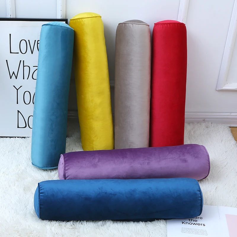 1PC Removable Cylindrical Soft Long Pillow Neck Bolster Pillow Roll Headrest Corduroy Comfortable Pillow Case Cushion with Cover