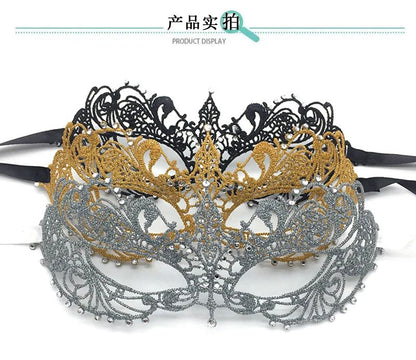 Gold and Silver Lace and Diamond Mask Eye Mask Masquerade Adult Male and Female Party Mask Sensual Women's Half Face