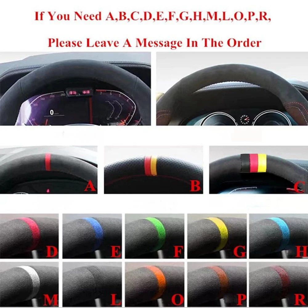 For 9th-generation Toyota Camry and Toyota Avalon Hand-Stitched Black Perforated Microfiber Leather Steering Wheel Cover