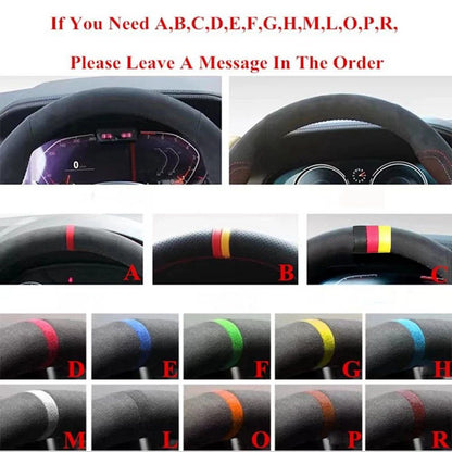 For 9th-generation Toyota Camry and Toyota Avalon Hand-Stitched Black Perforated Microfiber Leather Steering Wheel Cover