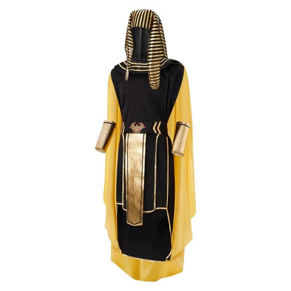 Men Egyptian Costume Set 7 Pcs Golden Trim Tank Tops Skirt Arm Sleeves Headwear Necklace Outfits Cosplay Party Outfits