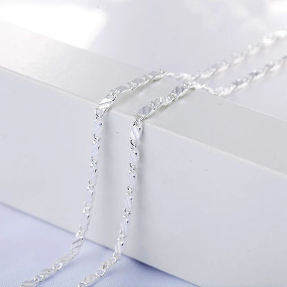 Men Women 2mm Flat Clavicle Chain Necklace S925 Sterling Silver Hypoallergenic Never Fade Multi Size 40-75cm Minimalist Fine Jewelry Gift Christmas Wedding Birthday Anniversary Wholesale