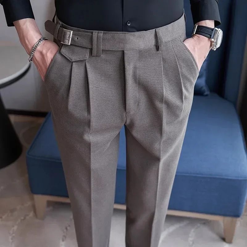 Calças de Terno Masculinas, Calças de Vestir Slim Modernas, Calças Brancas Pretas Azuis Verdes Pantalones Hombre Outono/Inverno Masculino, Novidade 2025