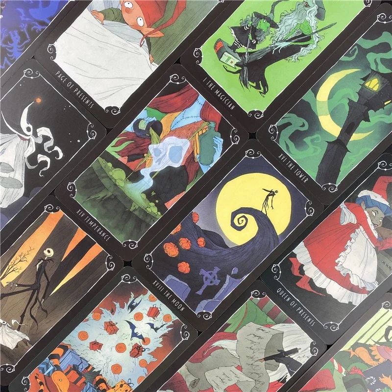 10.3x6cm Disney The Nightmare Before Christmas Baralho de Tarô e Guia em PDF Jogo de Tabuleiro Adivinhação Diga o Futuro Presente de Aniversário