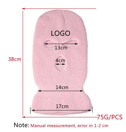 Men's Winter Knitted Balaclava, Windproof Ski Mask, Warm Wool Motorcycle Hat
