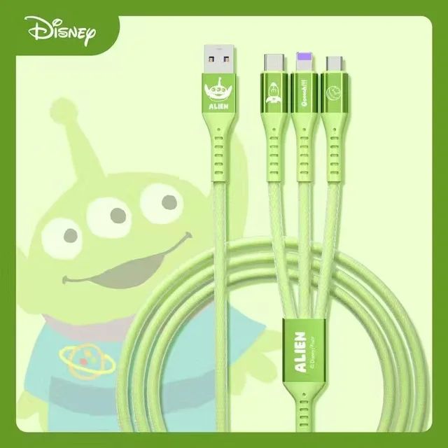 Cabo de Carregamento 3 em 1 Disney Cabo de Dados de Carregamento Rápido Morango Ursinho Pooh Frozen para Micro Tipo-c Carregador USB Lightning