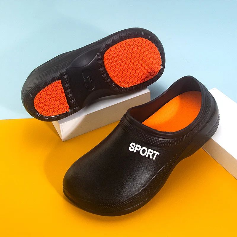 2025 New Kitchen Shoes Non-Slip Oil-Resistant Chef Rain Shoes Restaurant Food Work Shoes Comfortable EVA Material for Men