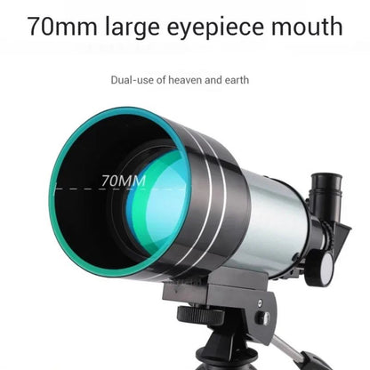Telescópio Astronômico 150X, Telescópio Refrator Portátil de Viagem com Abertura de 70mm com Adaptador de Celular para Observação de Estrelas e da Lua
