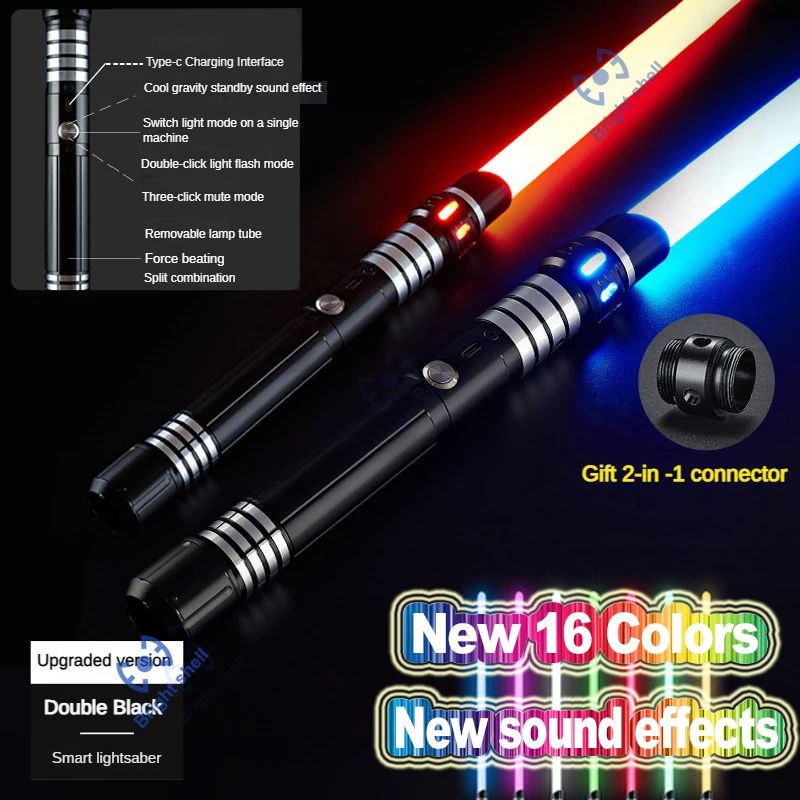 Metal Lightsaber Sword Toys RGB Light Saber 15Color Change Kids Soundfonts Force FX FOC Blaster Toys Jedi Sword Gift